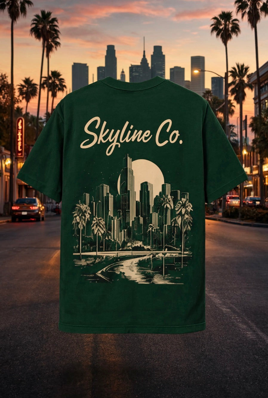 Skyline Co. (Forest Green-Cream) Tee